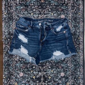American Eagle Outfitters Distressed Dark Blue Jean Shorts